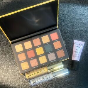 💄 MILANI LOT Gilded Gold Eyeshadow Palette Diamond Shimmer Gloss Primer NEW